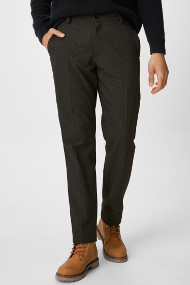 Men - Business trousers - regular fit - check - dark gray