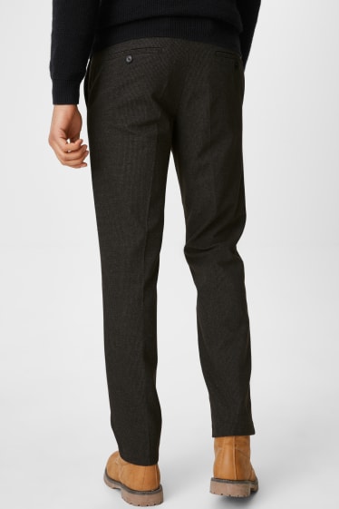 Mężczyźni - Spodnie biznesowe - Regular Fit - w kratę - ciemnoszary