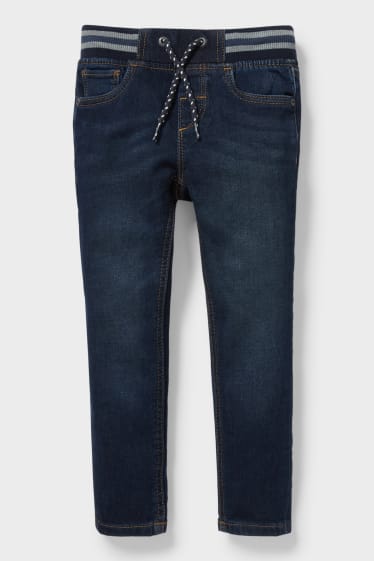 Dětské - Slim jeans - bio bavlna - džíny - tmavomodré
