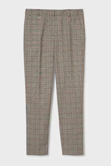 Women - Trousers - check - gray-brown