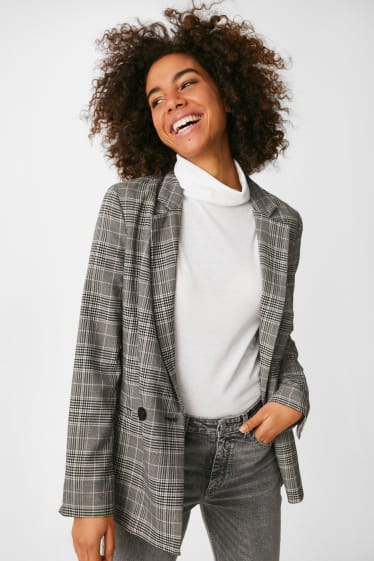 Women - Blazer - check - gray