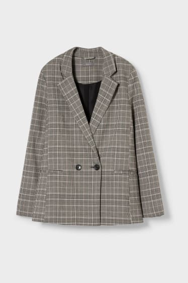 Damen - Blazer - kariert - grau