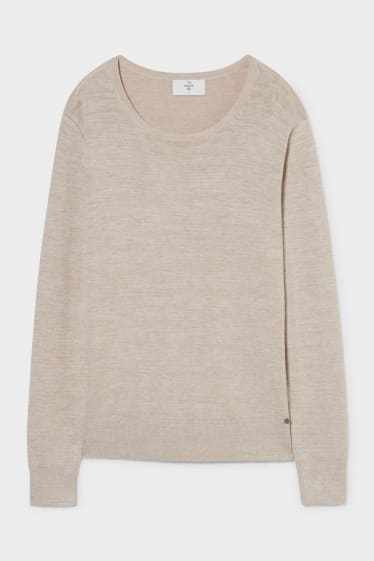 Women - Basic jumper - beige-melange