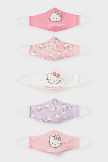 Kinder - Multipack 5er - Hello Kitty - Kinder Mund- und Nasenmaske - rosa