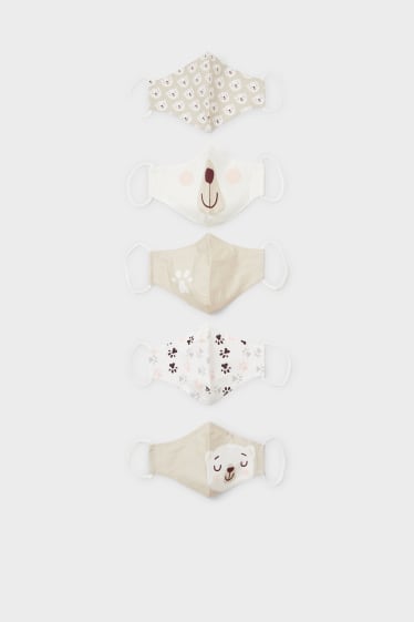 Bambini - Confezione da 5 - mascherina lavabile per bambini - beige