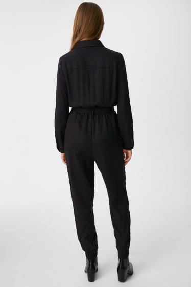 Damen - Lyocell-Jumpsuit - schwarz