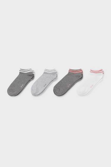 Dames - Set van 4 - sneakersokken - grijs