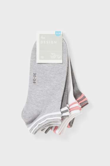 Dames - Set van 4 - sneakersokken - grijs