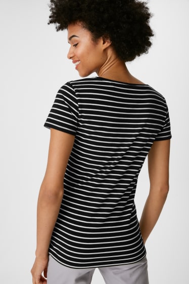Femmes - T-shirt basique - rayé - noir / blanc