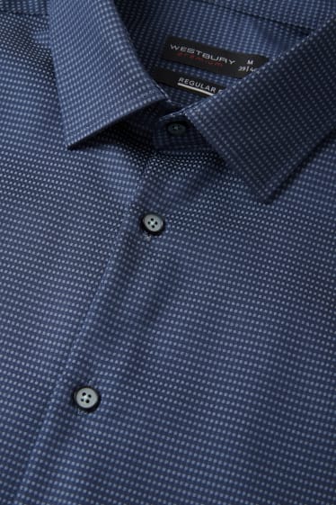 Uomo - Camicia business - regular fit - collo all'italiana - blu scuro