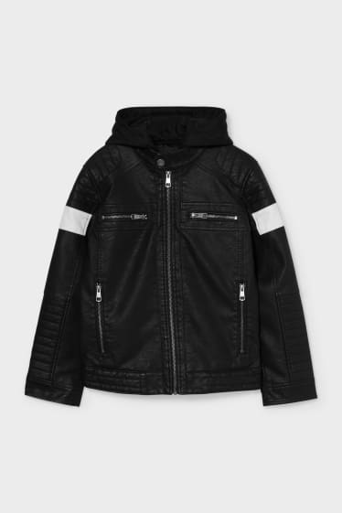 Children - Biker jacket - faux leather - 2-in-1 look - black