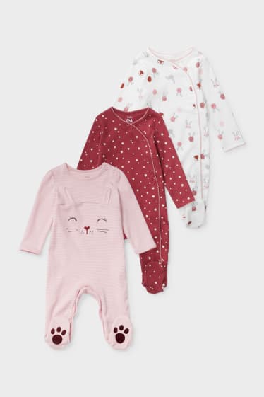 Babies - Multipack of 3 - baby sleepsuit - rose