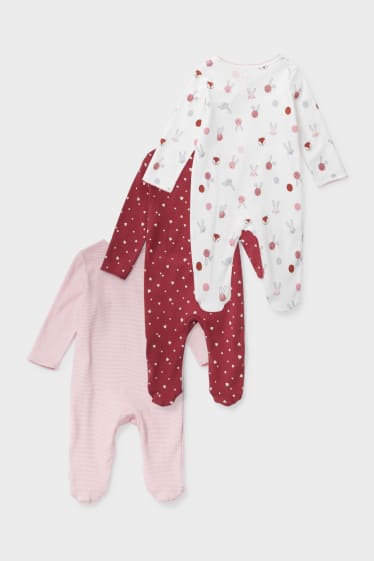 Babies - Multipack of 3 - baby sleepsuit - rose