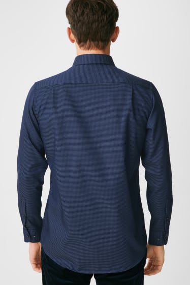 Uomo - Camicia business - regular fit - collo all'italiana - blu scuro