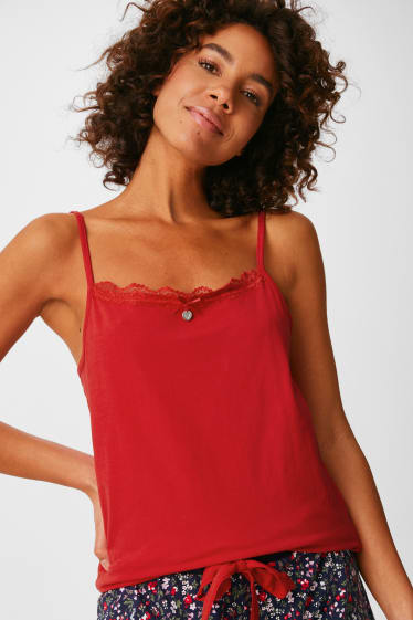 Mujer - Camiseta de pijama - rojo