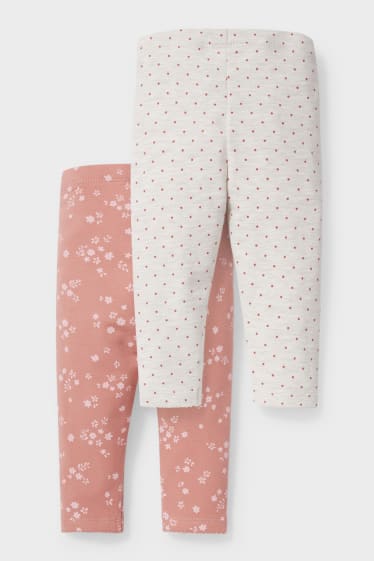 Bebés - Pack de 2 - leggings térmicos para bebé - algodón orgánico - rosa