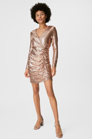 Women - VERO MODA - sequin dress - rose-gold