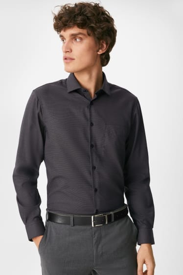 Herren - Businesshemd - Regular Fit - Cutaway - schwarz / weiß