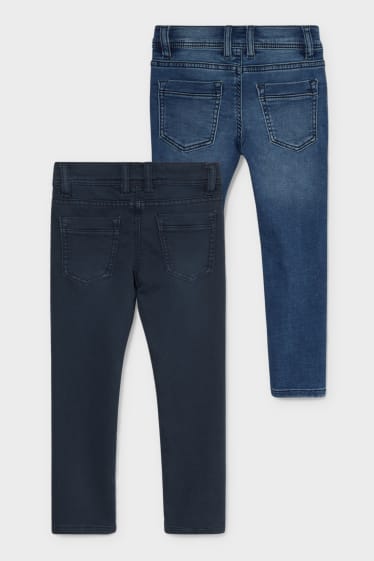 Dzieci - Wielopak, 2 pary - skinny jeans i spodnie bawełniane - dżins-niebieski