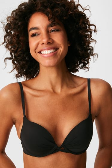 Donna - Reggiseno con ferretti - PLUNGE - push up - nero