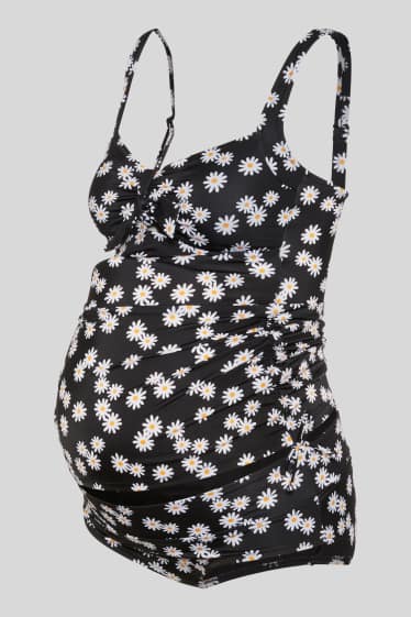 Women - Maternity tankini - padded - black / white