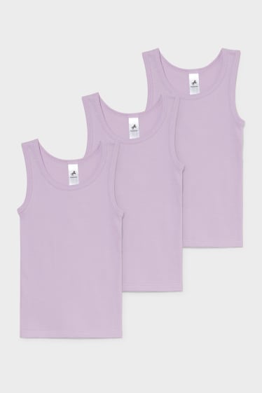 Niños - Pack de 3 - camisetas interiores - violeta claro