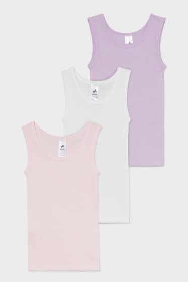 Niños - Pack de 3 - camisetas interiores - blanco / rosa