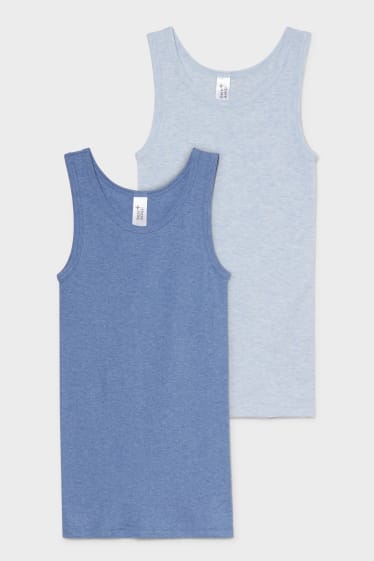 Niños - Pack de 2 - camisetas interiores - azul claro jaspeado
