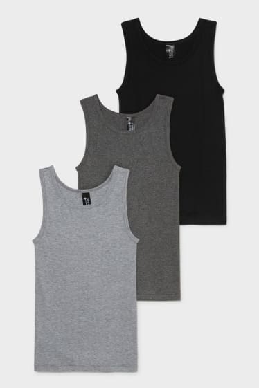 Niños - Pack de 3 - camisetas interiores - gris jaspeado