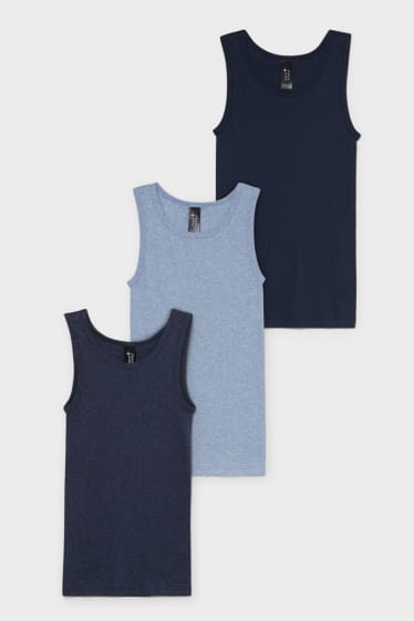 Enfants garçons - Lot de 3 - maillot de corps - bleu chiné