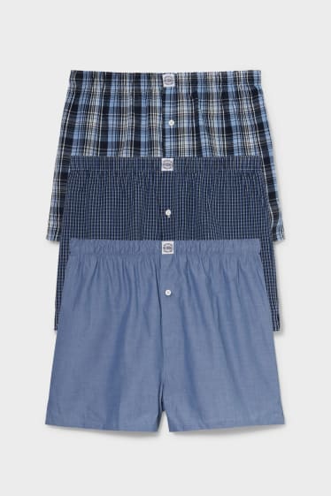 Men - Multipack of 3 - boxer shorts - woven - blue