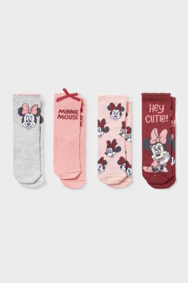 Bebés - Pack de 4 - Minnie Mouse - calcetines para bebé - rosa