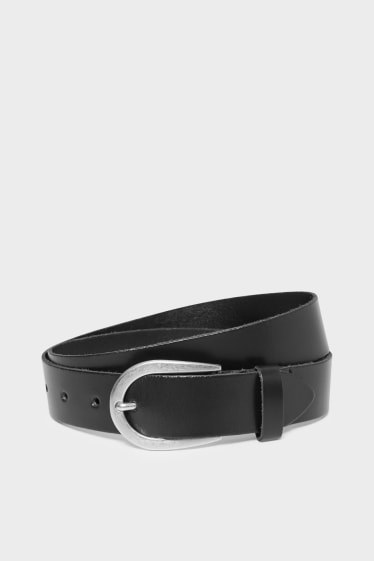 Women - Leather belt - black