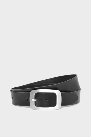 Women - Leather belt - black