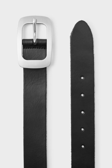 Women - Leather belt - black