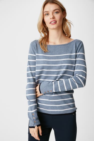 Kobiety - Sweter - w paski - jasnoniebieski