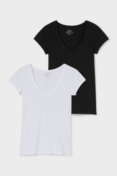 Dames - CLOCKHOUSE - set van 2 - T-shirt - zwart