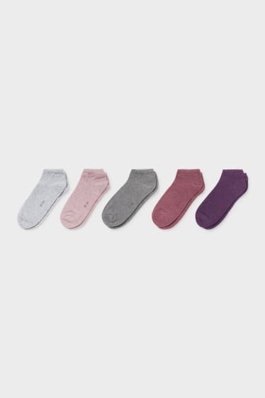 Damen - Multipack 5er - Basic-Sneakersocken - rosa-melange