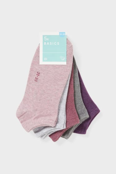 Damen - Multipack 5er - Basic-Sneakersocken - rosa-melange