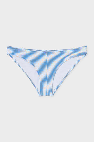 Donna - Slip bikini - vita bassa - a righe - bianco / blu