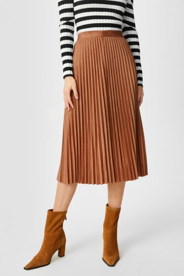 Women - Skirt - faux suede - havanna