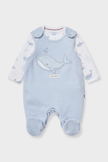 Babies - Romper Set - 2 Piece - blue / white