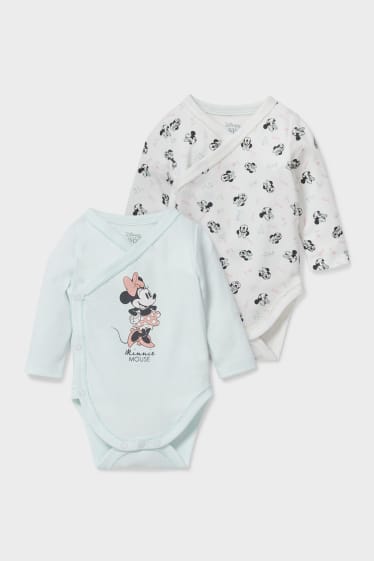 Bebés - Pack de 2 - Minnie Mouse - bodies cruzados para bebé - blanco / verde