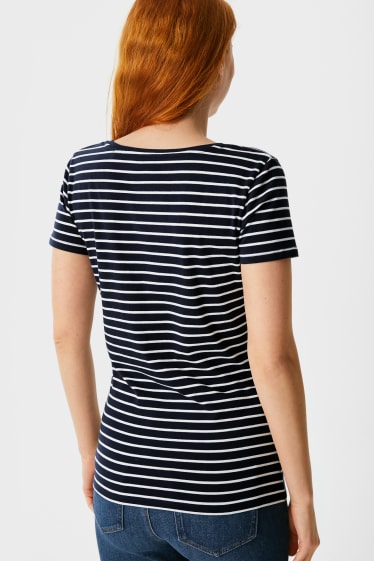 Donna - T-shirt basic - a righe - blu / bianco