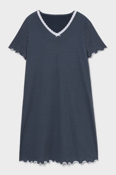 Donna - Camicia da notte - a pois - blu scuro / bianco