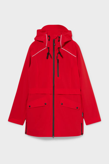 Dámské - Nepromokavá bunda s kapucí - červená