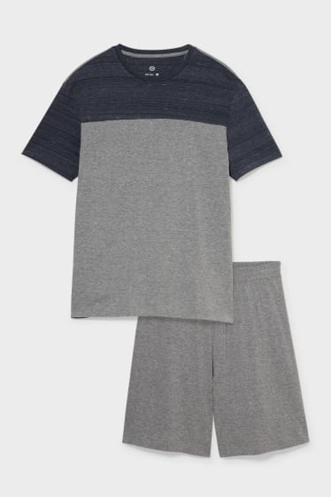 Herren - Pyjama - grau / dunkelblau