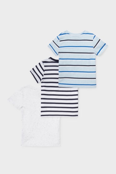 Kinder - Multipack 3er - Kurzarmshirt - weiß / blau
