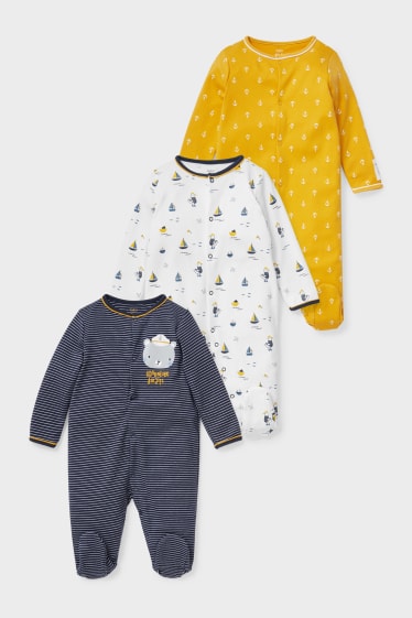 Babies - Multipack of 3 - baby sleepsuit - yellow