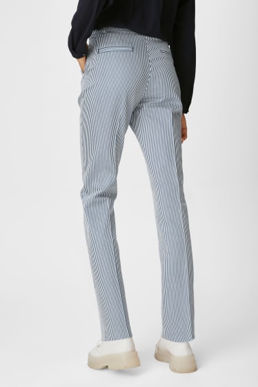 Women - Trousers - striped - white / blue